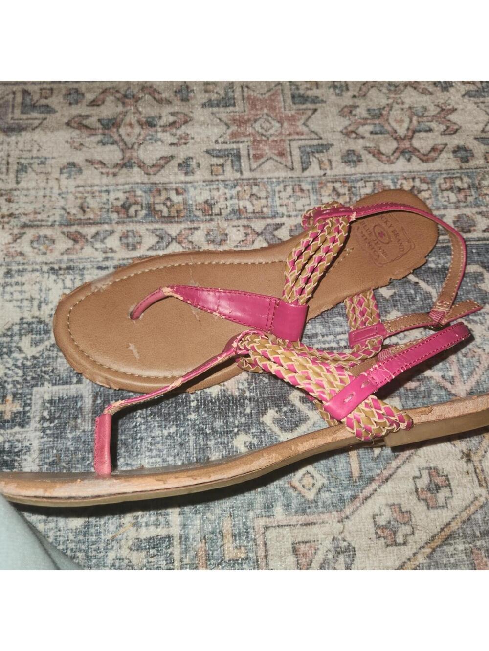 Lucky Brand Pink and Tan Braided Sandals